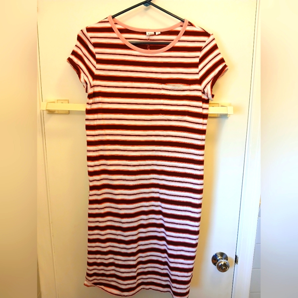 GAP Red and White Striped Midi Dress